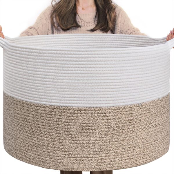TIMEYARD Aufbewahrungskorb 55×35 cm Baumwollseil – Grosser Wäschekorb für Wohnzimmer & Kinderzimmer