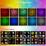 YAZEKY LED Projektionslampe 2-in-1 – Weihnachtsprojektor mit 12 Mustern & Welleneffekt – Bild 2