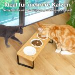GUUSII HOME Erhöhter Katzennapf 3er Set – Ergonomische Futterstation aus Bambus & Keramik – Bild 5