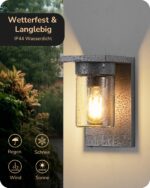 EDISHINE Außenwandleuchte E27 IP44 – Anthrazit Aluminiumgehäuse für Haustür & Garage – Bild 3