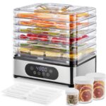 FOHERE Dörrautomat mit 6 Edelstahl-Fächern – 400W Dehydrator mit 48h-Timer & 35-70°C