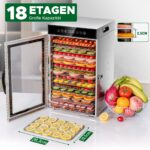 Kwasyo Gewerblicher Dörrautomat 18 Etagen 800W – Edelstahl Lebensmittel Dehydrator mit 360° Luftzirkulation – Bild 6