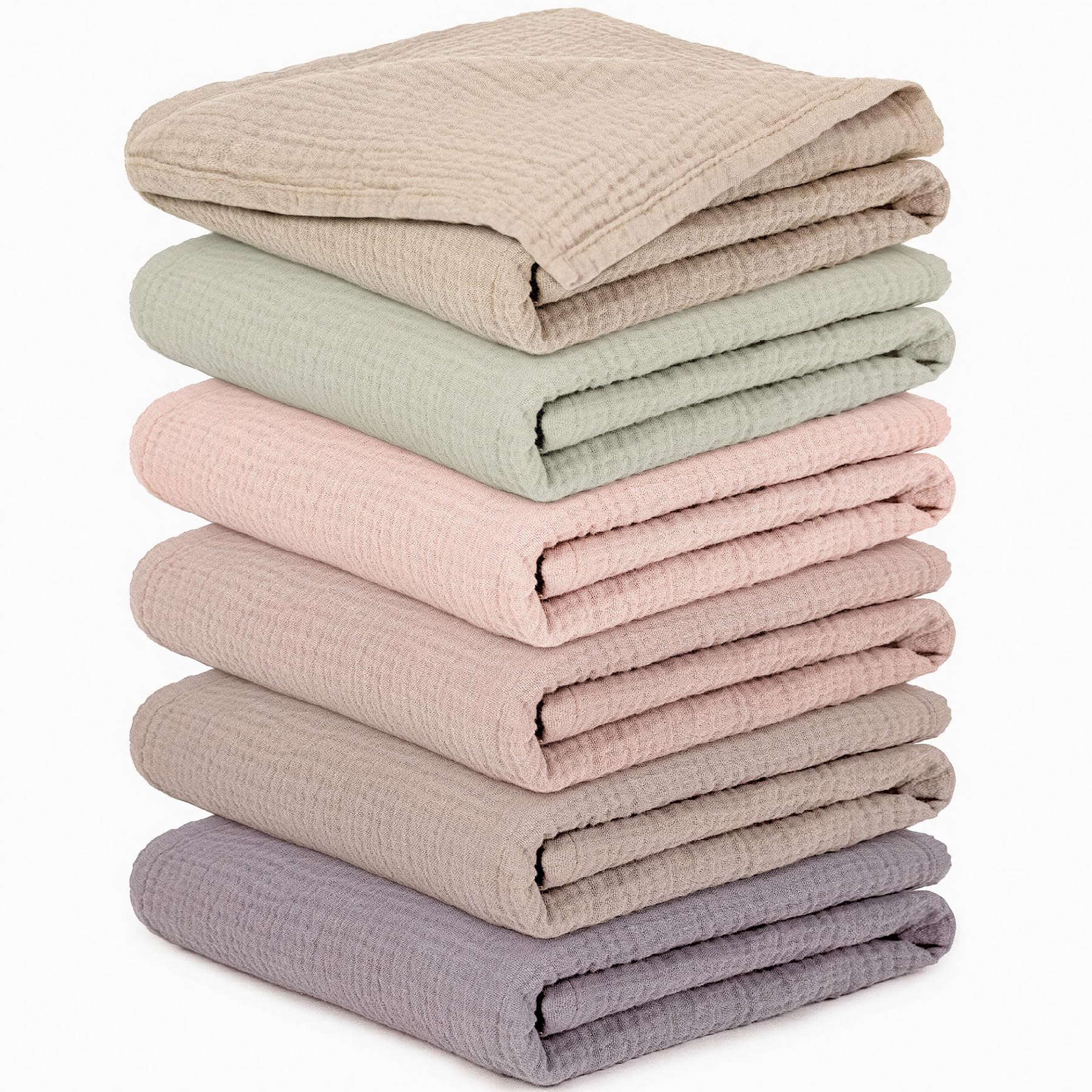 IKWOLETI Mulltücher Baby 6er-Set 60x60cm – Baumwoll-Musselin Spucktücher für Neugeborene