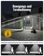 FabStyl Solar-Hängelampe 3000LM mit Bewegungsmelder & 3 Farbtemperaturen – Fernbedienung IP65 – Bild 5