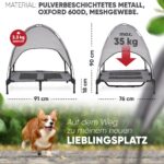 Deuline Hundeliege L mit abnehmbarem Dach – Erhöhtes Outdoor-Hundebett für Garten & Reisen – Bild 2