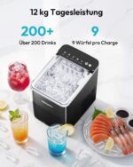 EUHOMY Eiswürfelmaschine IM021 – Automatisch 9 Eiswürfel in 2 Grössen – Bild 3