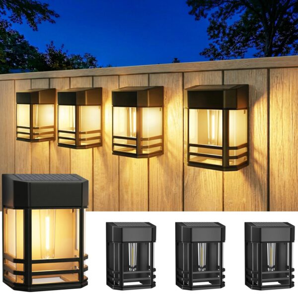 btfarm 4er-Set Solar-Wandleuchten mit 3-Stufen-Helligkeit – IP65 Warmweiß für Garten & Terrasse