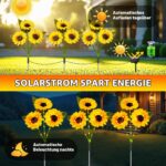Liuyife 3er Set Solar-Sonnenblumen – 9 LED-Blüten mit warmweissem Licht für Garten & Friedhof – Bild 2