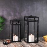 30 cm Skandinavisches Gartenwindlicht Edvin – Metall-Glas-Laterne in Schwarz für Innen & Aussen – Bild 2