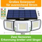 INTELAMP Solarlampe mit Bewegungsmelder & Fernbedienung – 1200 Lumen, 270° Weitwinkel für Garten – Bild 3