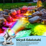 LyLmLe LED Teichbeleuchtung 6W RGB mit APP-Steuerung – IP68 Unterwasserleuchte für Teiche – Bild 8