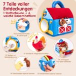 hahaland Montessori Bauernhof-Spielzeug mit 6 Sensorik-Plüschtieren – Lernspielzeug für Babys 6–12 Monate – Bild 4