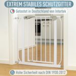 IB STYLE Berrin Treppenschutzgitter 75–85 cm – Klemmgitter ohne Bohren, Auto-Close & Safety-Button – Bild 2
