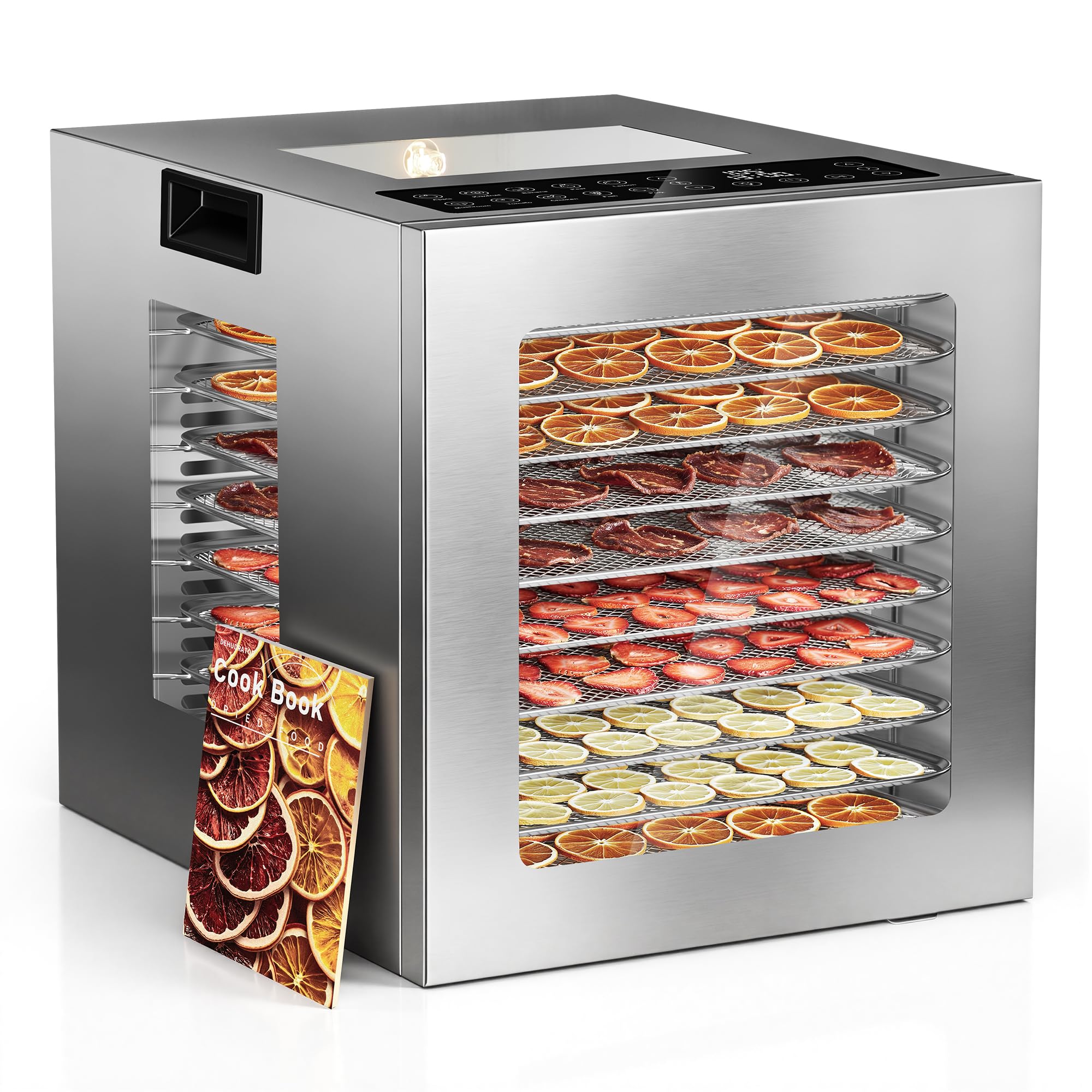 TRIUMPHKEY Dörrautomat Edelstahl mit 10 Tabletts – 850W Profi-Dörrgerat für Jerky & Früchte