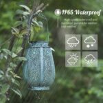 Bonsery Solarlaterne Türkis – Vintage Gartenleuchte IP65 wasserdicht, 15 Lumen – Bild 4