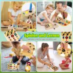 Hoarosall Montessori Busy Board – LED Activity Spielzeug aus Naturholz für Kleinkinder ab 1 Jahr – Bild 4