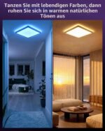 LuminexDesigns 24W LED Deckenleuchte RGB Dimmbar – 30cm Quadrat mit Fernbedienung & IP44 – Bild 2
