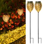 2er Set Vintage Solarleuchten 52/69 cm – Warmweisses Gartenleuchten mit IP65 Wasserschutz