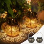 Görvitor 2er Solarlaterne mit Blumenmuster – IP65 Aussenlicht für Balkon & Garten