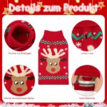 HYLYUN Weihnachtspullover Hund XL – Rentier-Motiv mit Leinenöffnung & Rollkragen – Bild 4