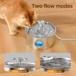IHOUONE Katzenbrunnen Edelstahl 2.6L – Trinkbrunnen mit Blumenauslauf & LED für Katzen – Bild 3