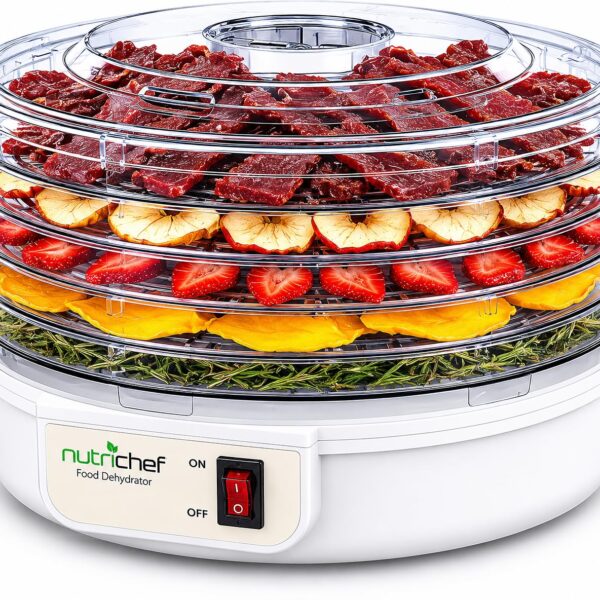 NutriChef Dörrautomat mit 5 Einschüben – 600W Dörrgerät für Obst, Fleisch & Gemüse