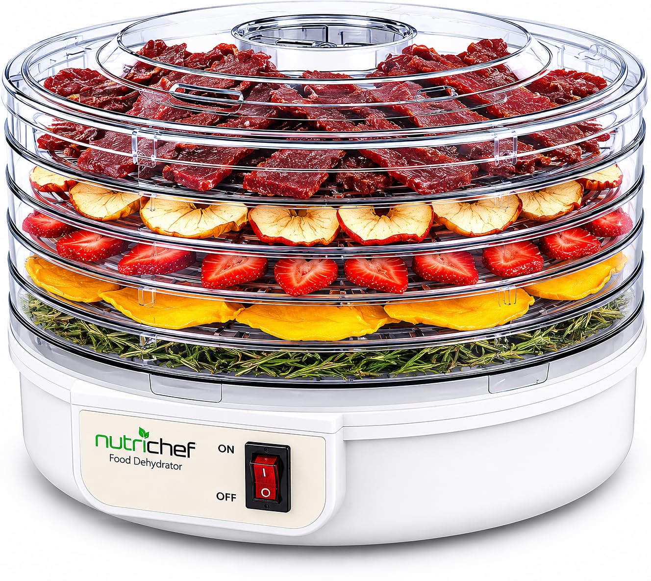 NutriChef Dörrautomat mit 5 Einschüben – 600W Dörrgerät für Obst, Fleisch & Gemüse