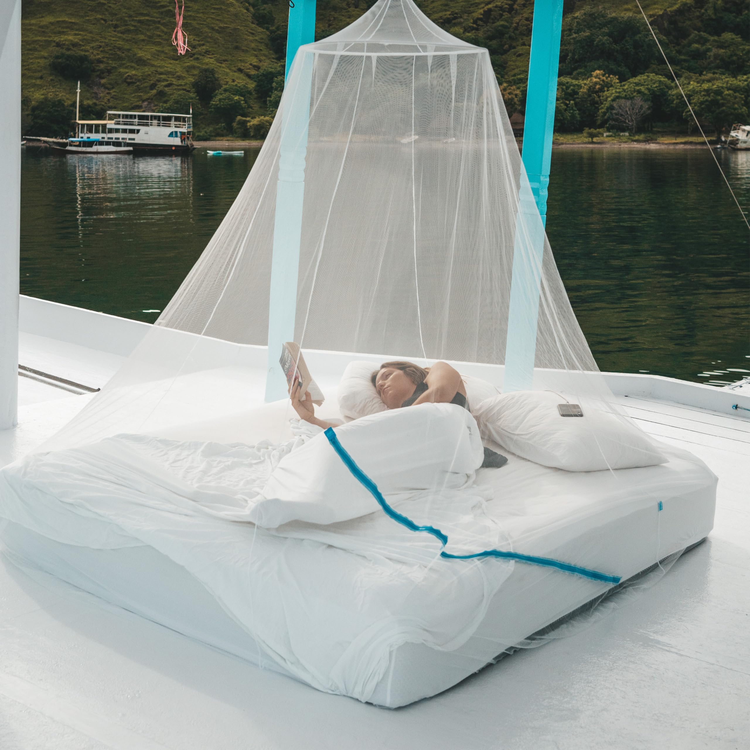 GlisGlis Moskitonetz Doppelbett 140–180 x 200 cm – WHO-zertifiziert mit Expander