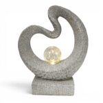 Arnusa Solarleuchte Skulptur Granit-Optik 39 cm – Moderne Gartenbeleuchtung mit Glaskugel – Bild 8