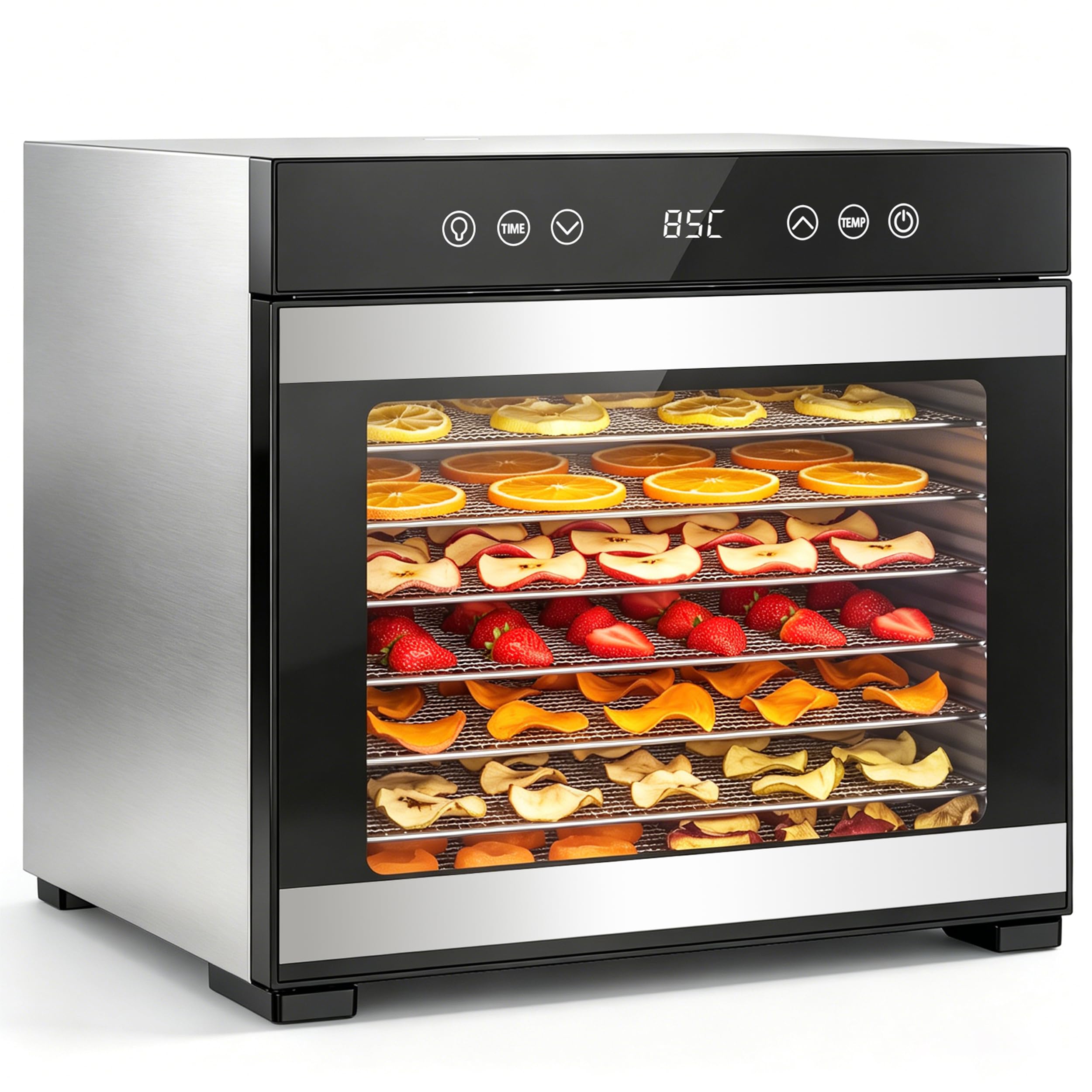 TRIUMPHKEY Dörrautomat mit 8 Edelstahl-Gittern – 650 W für Obst, Gemüse & Fleisch