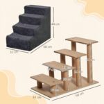 PawHut Hundetreppe 4 Stufen 44 cm – Einstiegshilfe für kleine Haustiere mit waschbarem Bezug – Bild 3