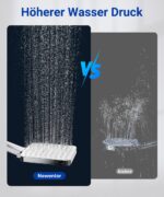 Newentor Regendusche mit 6 Strahlarten – Hochdruck Duschkopf wassersparend für Hartes Wasser – Bild 2