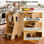 COSYLAND Lernturm mit R-Design & 3 Höhen – Höhenverstellbar bis 70 kg für Küche – Bild 8