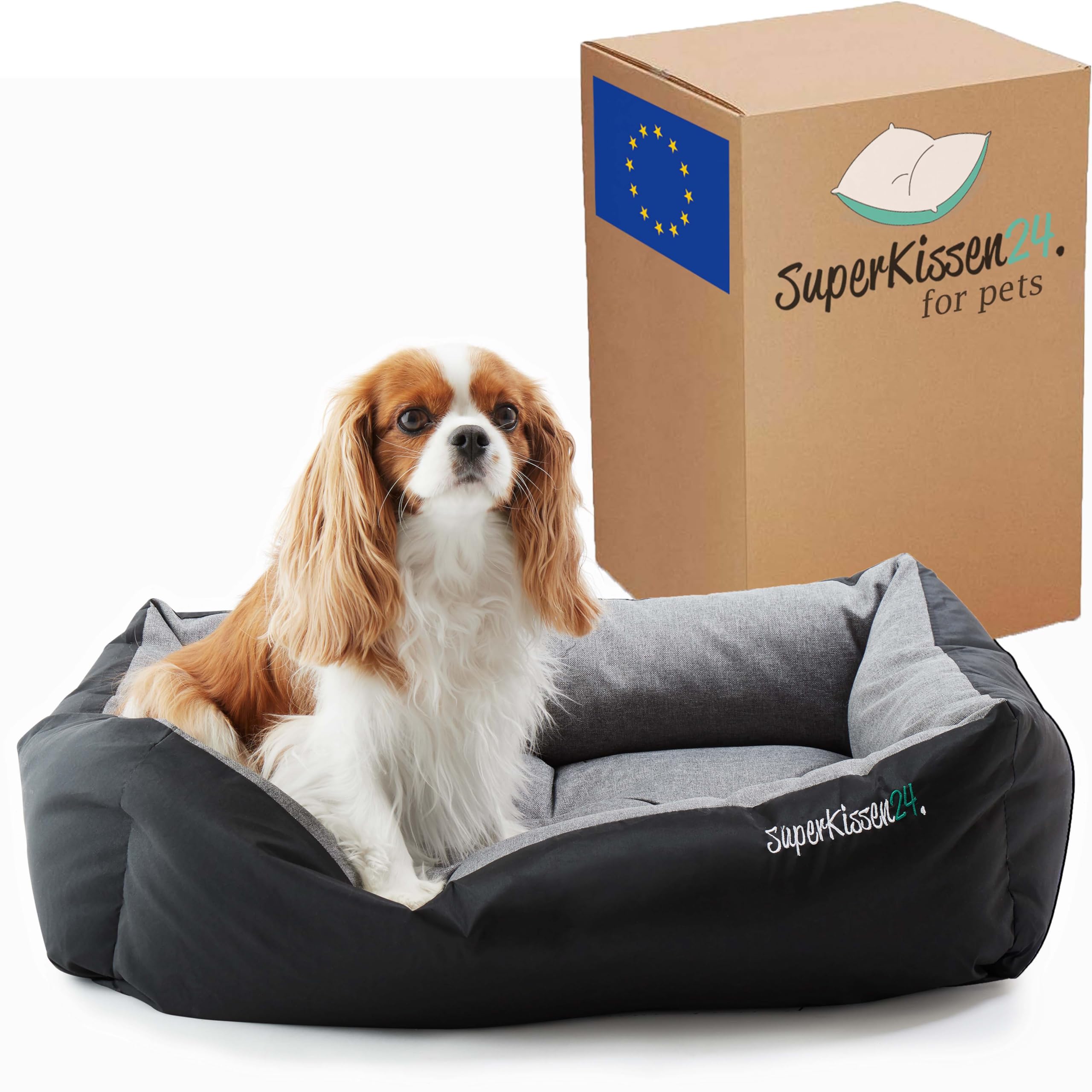 SuperKissen24 Hundebett Grösse M – Waschbares Hundesofa mit Fleece für kleine & mittlere Hunde