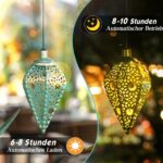 2er Set Solarlaterne Hängend Olivenform – Orientalische Gartenlampe mit Vintage-Muster IP65 – Bild 2