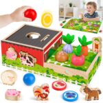 Celecstan Montessori Holzspielzeug 5-in-1 – Motorik & Lernspiel für Kinder ab 1 Jahr