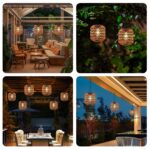 pearlstar Solar-Hängeleuchte Boho Rattan – Wetterfeste Gartenlampe mit Metallkette – Bild 8