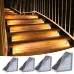 VOLISUN Solar-Treppenleuchten 4er Pack – LED-Aussenleuchten IP67 für Terrasse & Garten