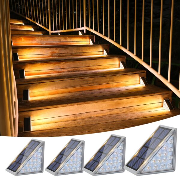 VOLISUN Solar-Treppenleuchten 4er Pack – LED-Aussenleuchten IP67 für Terrasse & Garten