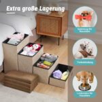COZY KISS Hundetreppe 43x97x56cm mit Stauraum – Faltbare Haustiertreppe für kleine Hunde – Bild 8