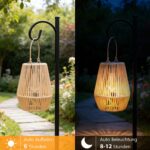 2er Set Rattan Solar Laternen für Aussen – Handgewebt mit IP65 Wasserdicht für Garten & Balkon – Bild 5