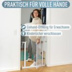 IB STYLE Berrin Treppenschutzgitter 75–85 cm – Klemmgitter ohne Bohren, Auto-Close & Safety-Button – Bild 5