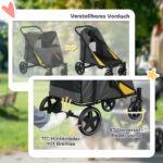 PawHut Hundewagen für grosse & mittelgrosse Hunde – Faltbarer Hundetrolley Dunkelgrau mit Stossdämpfern – Bild 6