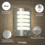 Oktaplex Alto Edelstahl Außenleuchte mit Bewegungsmelder IP44 – 7m Reichweite – Bild 2