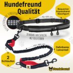 Hundefreund Joggingleine mit Bauchgurt Schwarz – Freihandleine für Hunde bis 70 kg – Bild 3