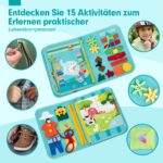 hahaland Busy Board mit 15 Aktivitäten – Montessori Motorikspielzeug ab 3 Jahren – Bild 4