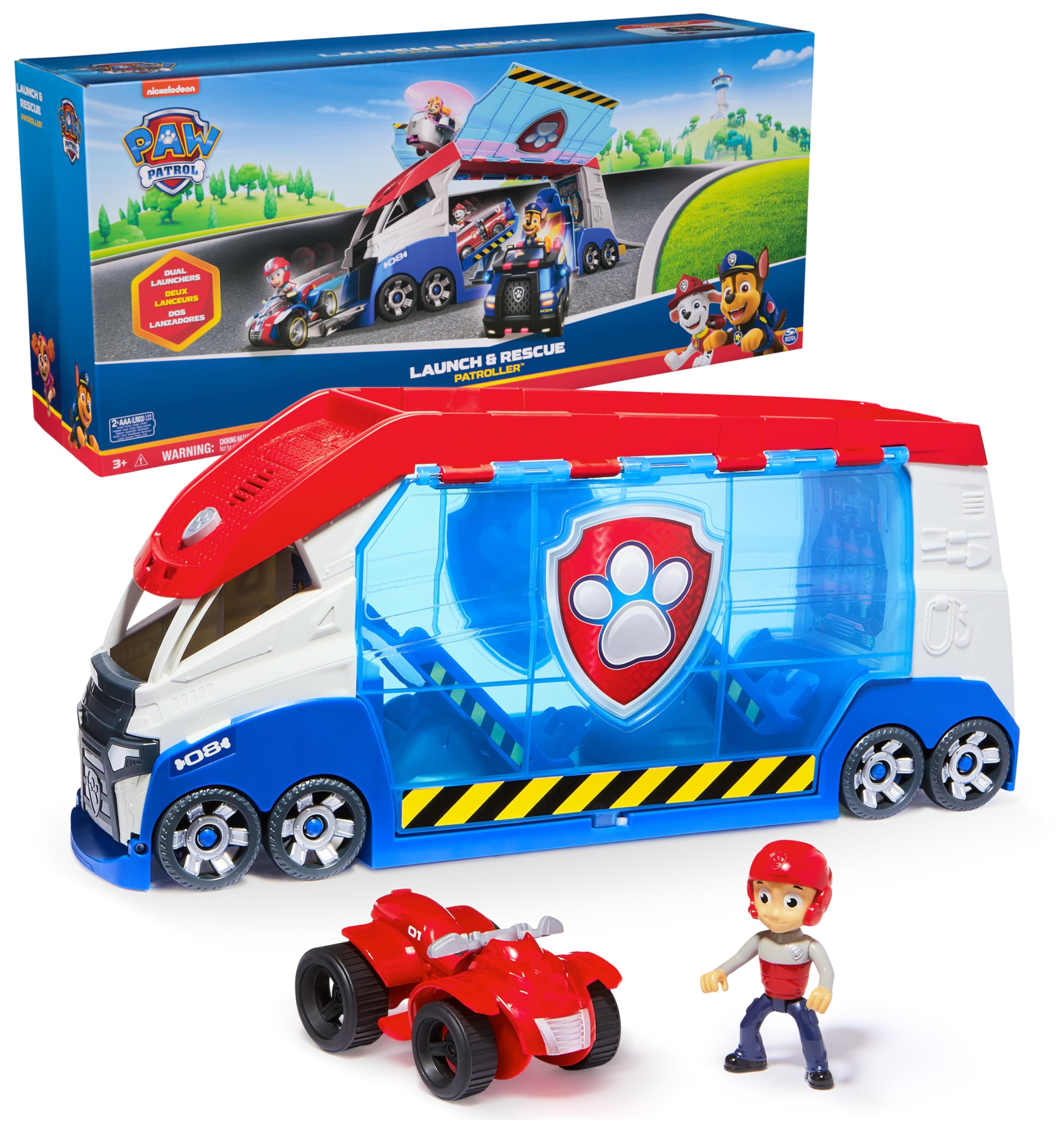 PAW PATROL Launch'n Rescue Patroller – Teamfahrzeug mit Doppel-Startkatapult für Kinder ab 3 Jahren
