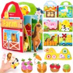 hahaland Bauernhof Busy Book ab 1 Jahr – 15-in-1 Montessori Lernspielzeug