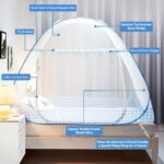 Digead Faltbares Pop-up Moskitonetz 100×200 cm – Automatisches Bettmoskitonetz mit Doppeltür – Bild 3