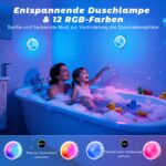 2er Set Rinfency Duschlampe IP44 – 16 Farben LED mit Akku & Fernbedienung für Badezimmer – Bild 2